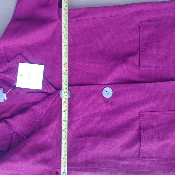 NEW J Jill Pinkish Burgundy Silk Cotton Short Sleeve Jacket Cover Top - Picture 5 of 9